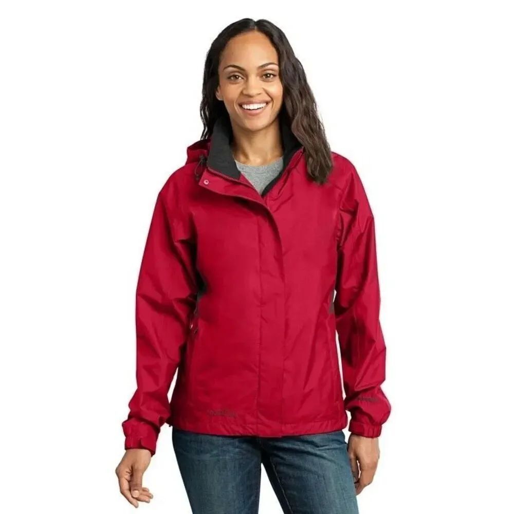 Eddie Bauer Women's L Insulated Hooded Rain Jacket Dark Red Outdoor Gorpcore